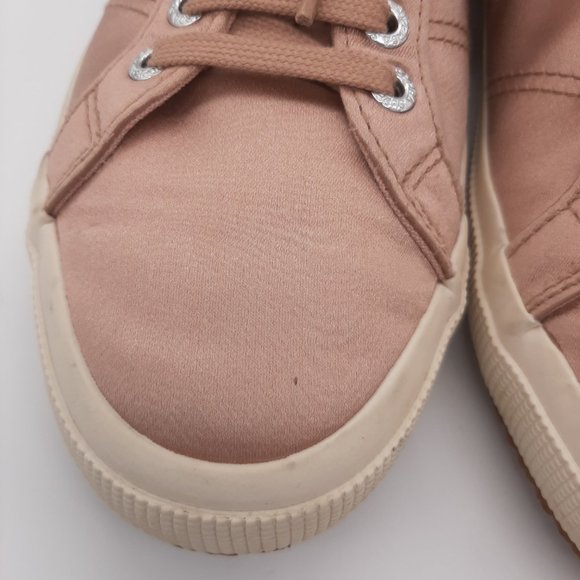 Superga Rose Gold Satin Low Top Sneakers - 8 - Picture 4 of 11
